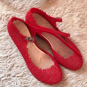 Flower jelly wedge shoes